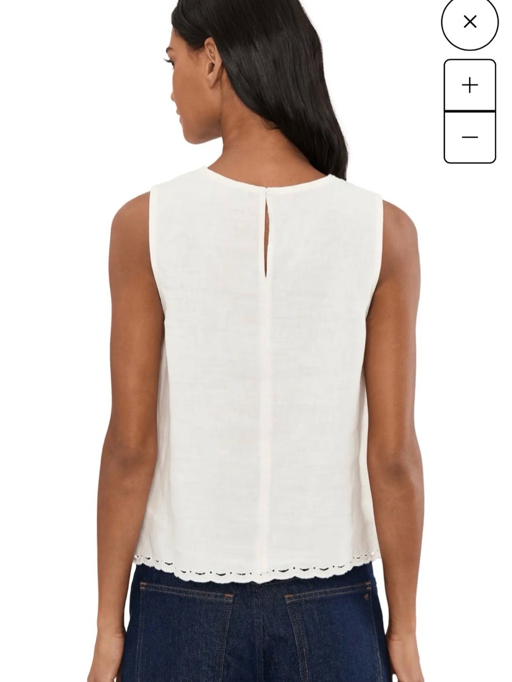 NWT - Madewell White Lace-Trim Pleated Shell Top in 100% Linen - Size S - Picture 3 of 7